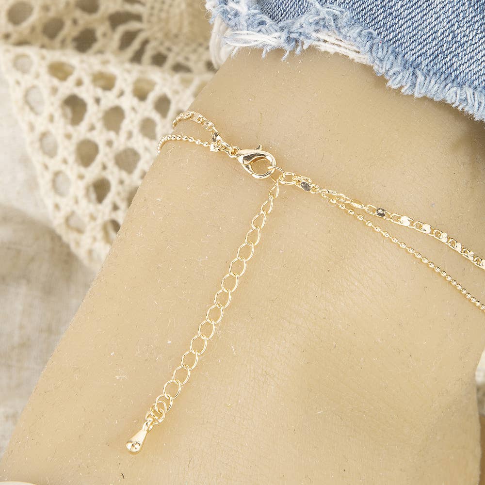 Dainty Double Strand Layered Flat Chain Anklet