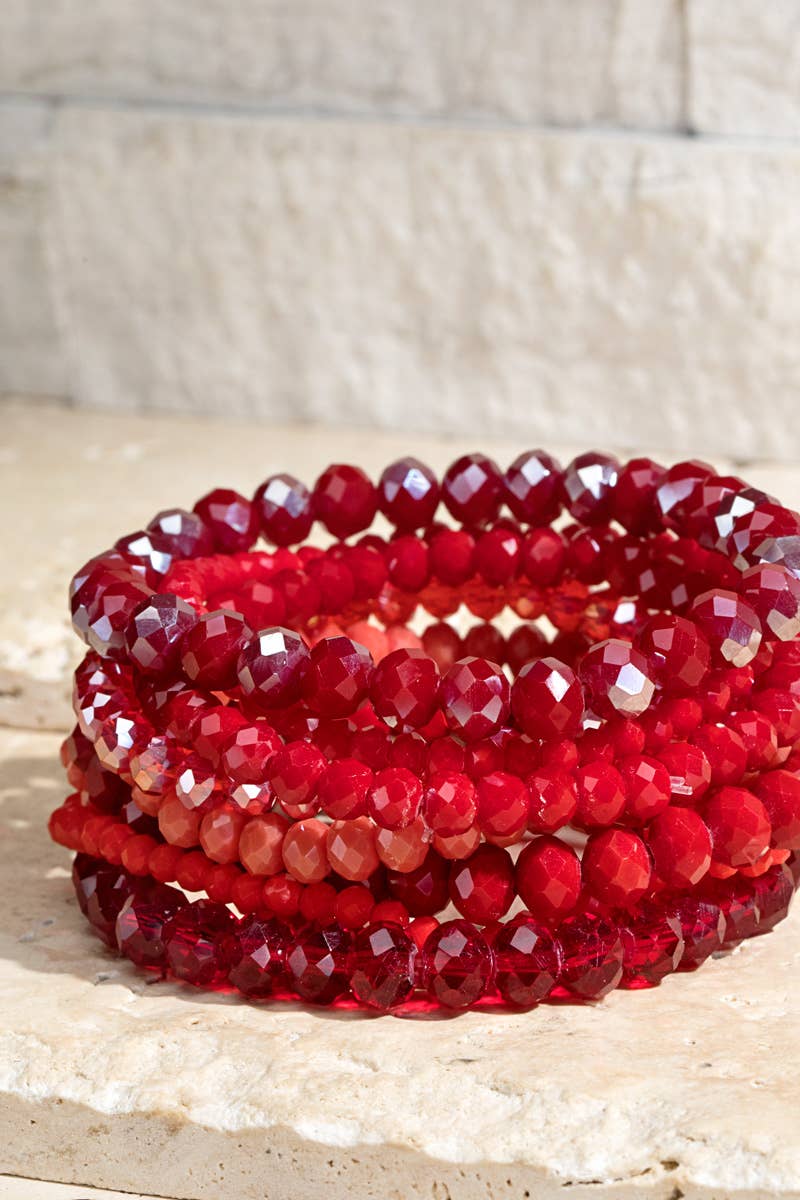 Shimmer Glass Beaded Stretch Bracelet Set