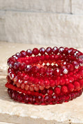 Shimmer Glass Beaded Stretch Bracelet Set