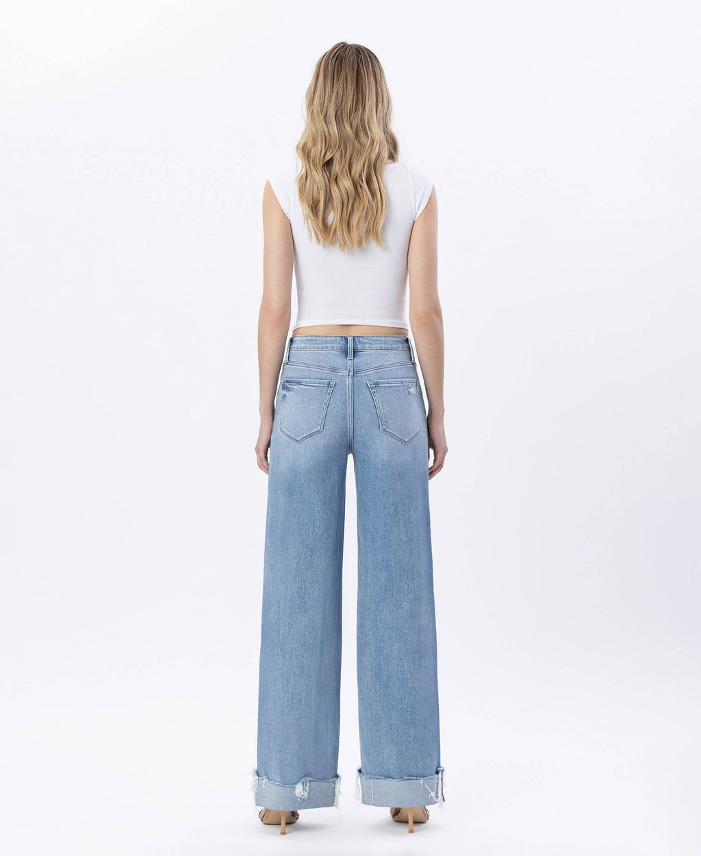 Skyline Super High Rise Cuffed Wide Leg Jeans