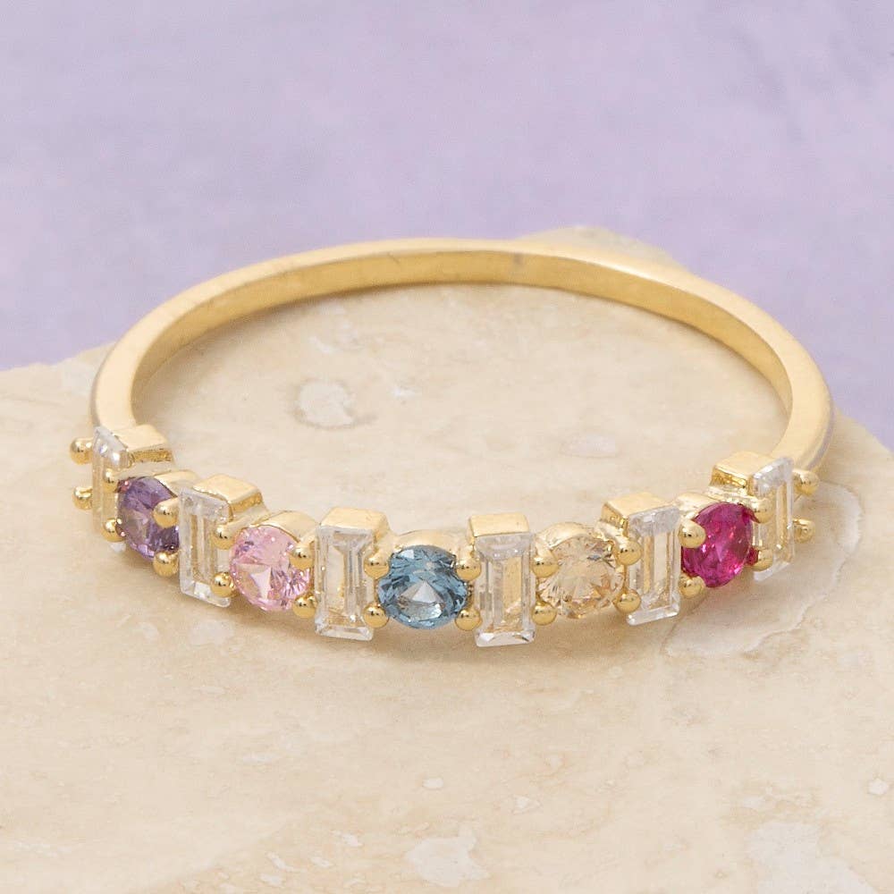 Dainty Multi-Cut Cz Ring