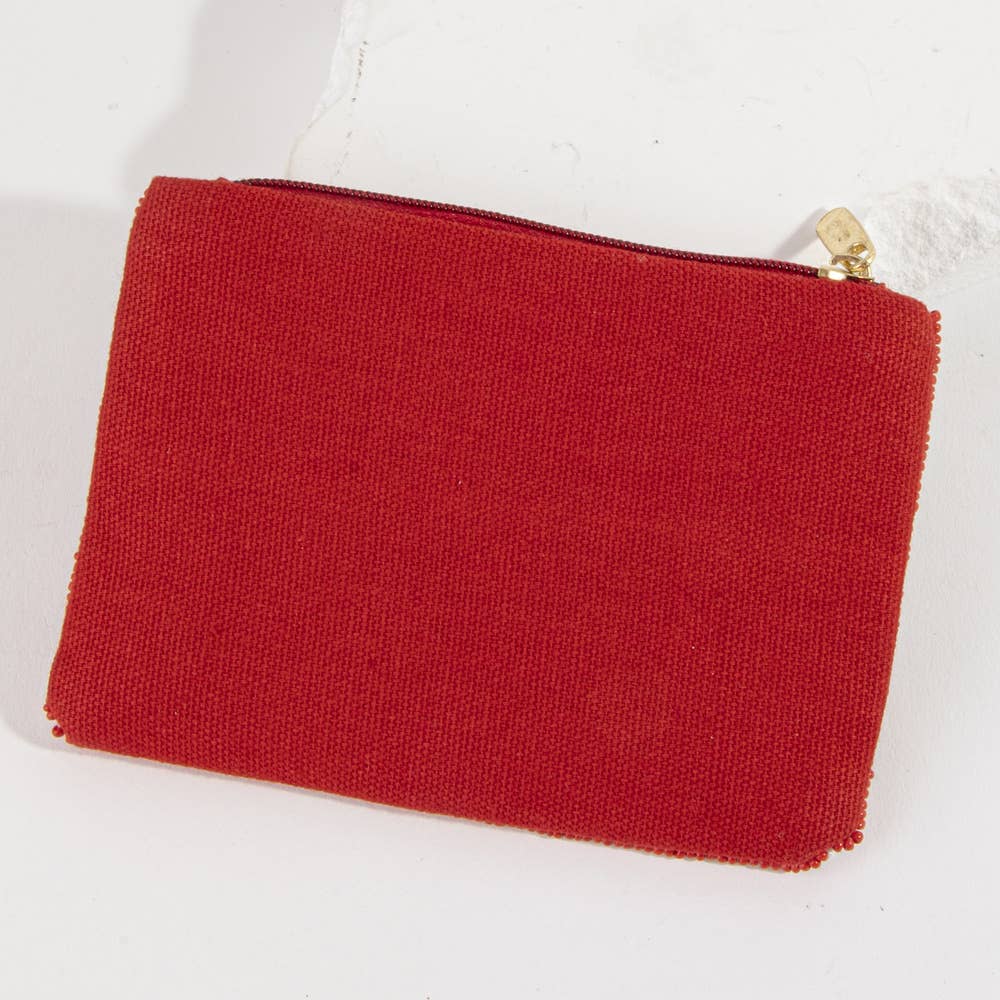 Geometric Heart Beaded Coin Pouch