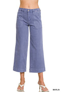 Plus Cropped Wide Leg Color Denim Pants