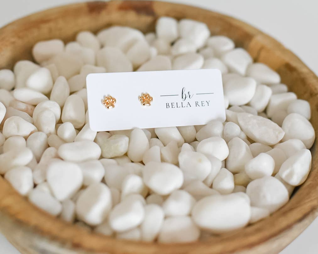 The Winnie Dainty Gold Paw Print Stud Earrings