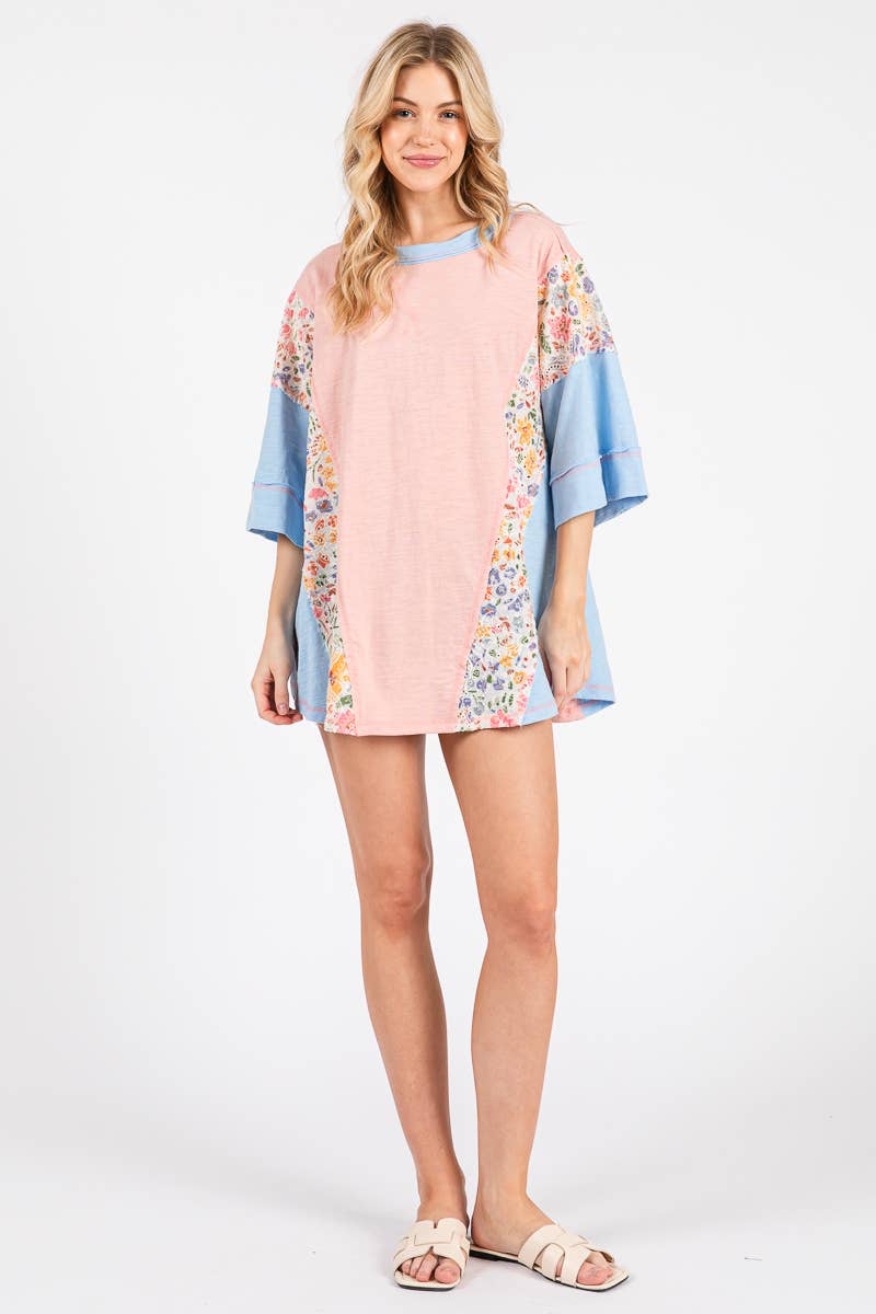 Blush & Bloom Patchwork Contrast Tee