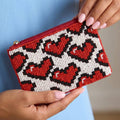 Geometric Heart Beaded Coin Pouch