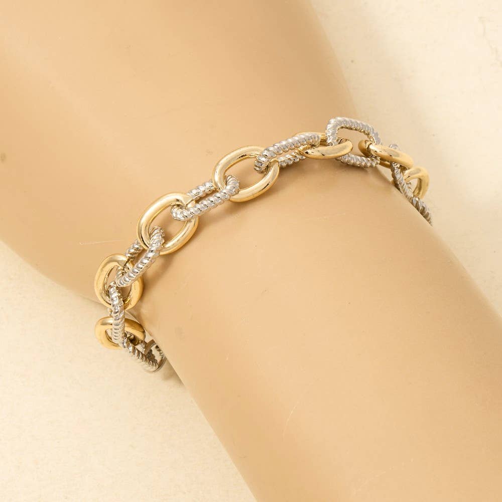 Gold Plated Two Tone Chain Bracelet