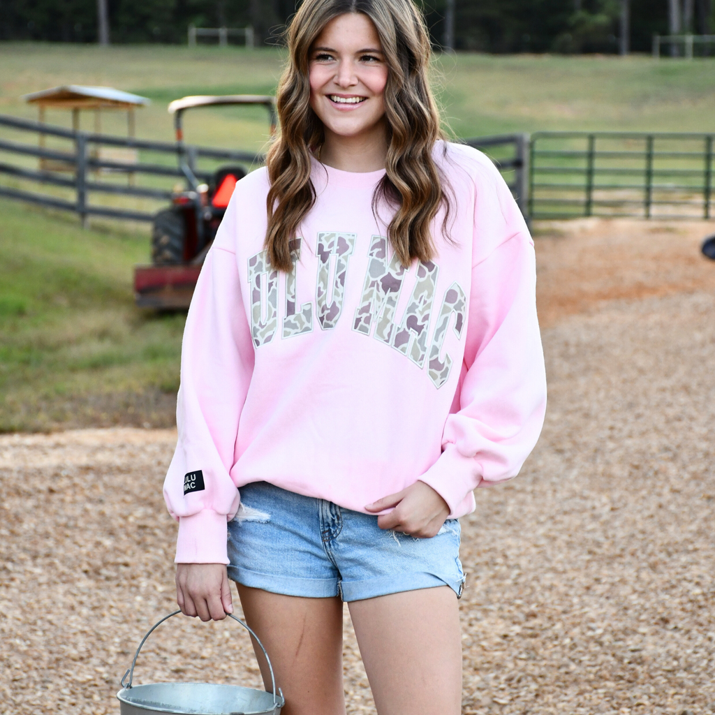Light Pink Camo Lulu Mac Embroidered Sweatshirt