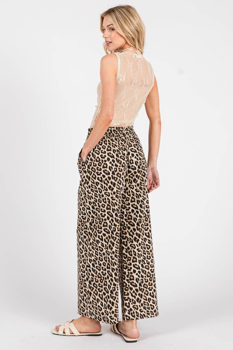 Leopard wide leg pants