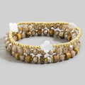 Shell Clover Multi Bead Layer Stretch Bracelet