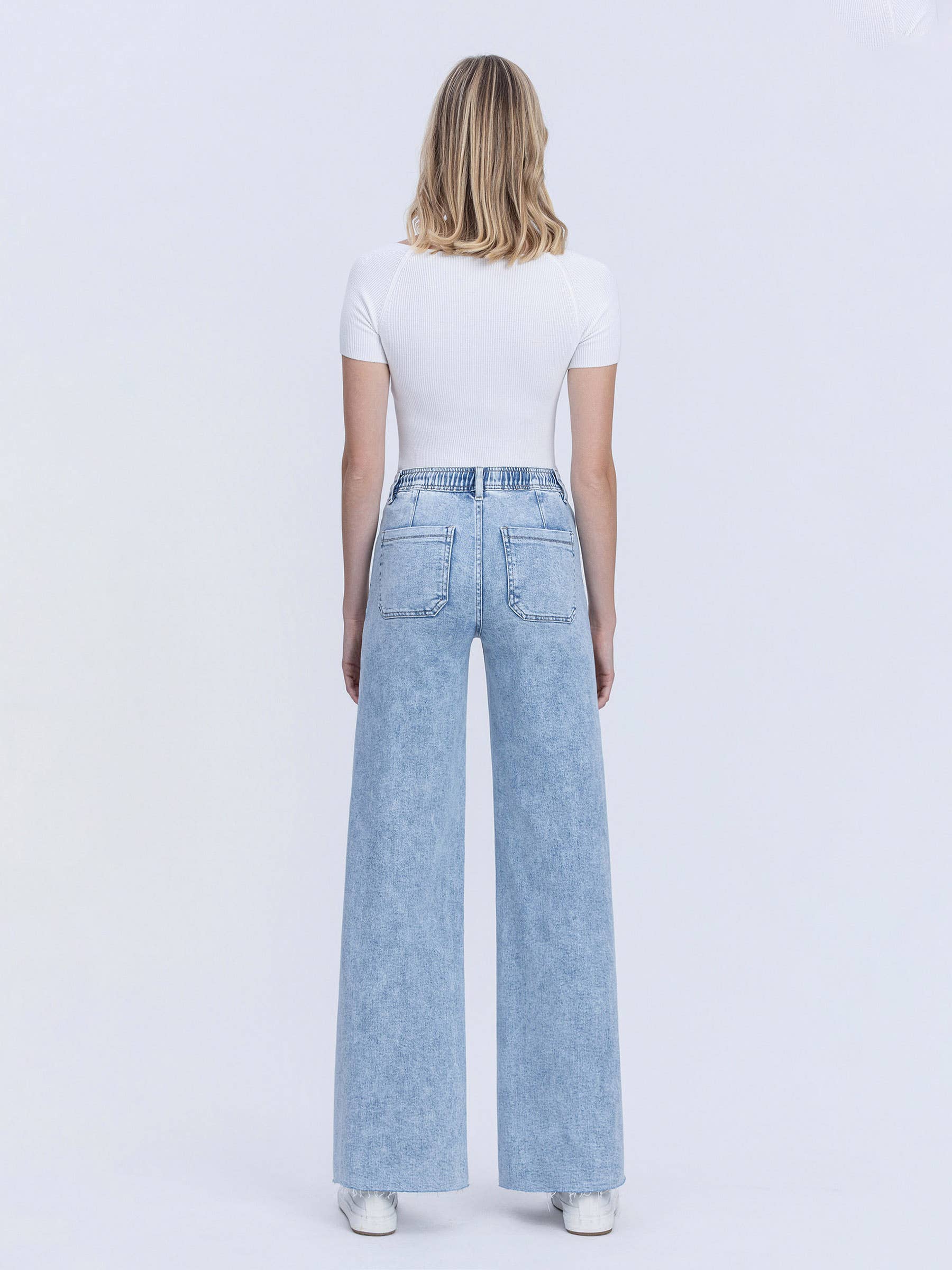 High Rise Drawstring Wide Leg Jeans - Flying Monkey