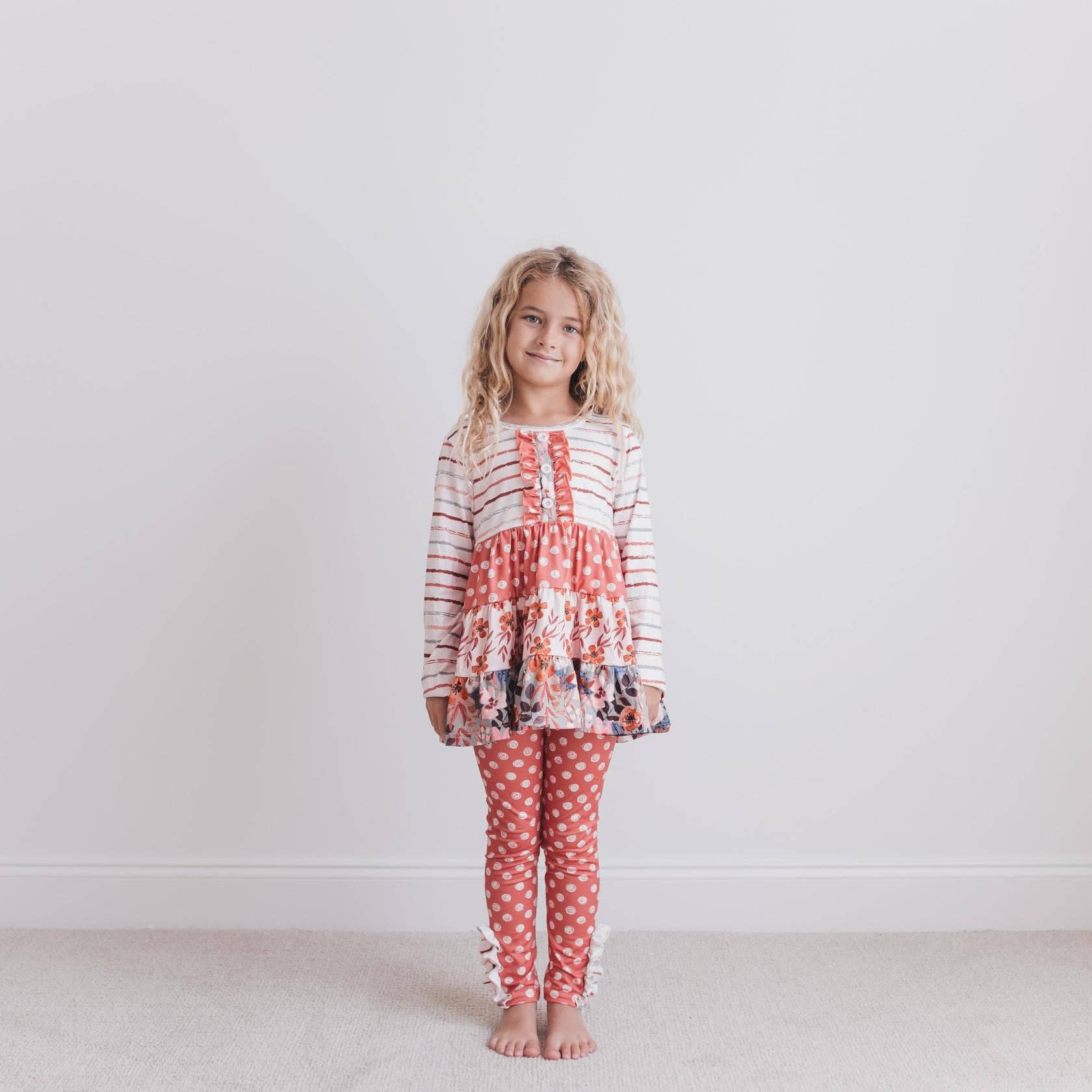 Girls Rust Ruffle Legging Set