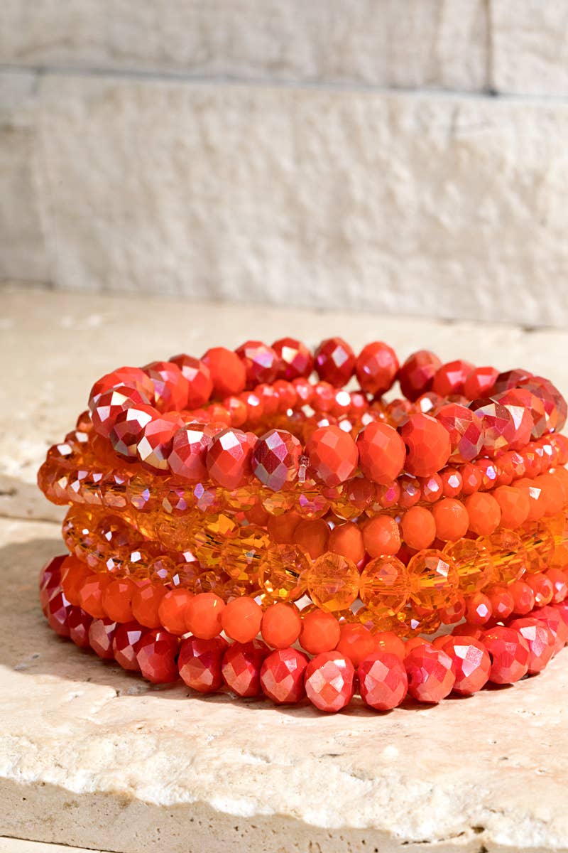 Shimmer Glass Beaded Stretch Bracelet Set
