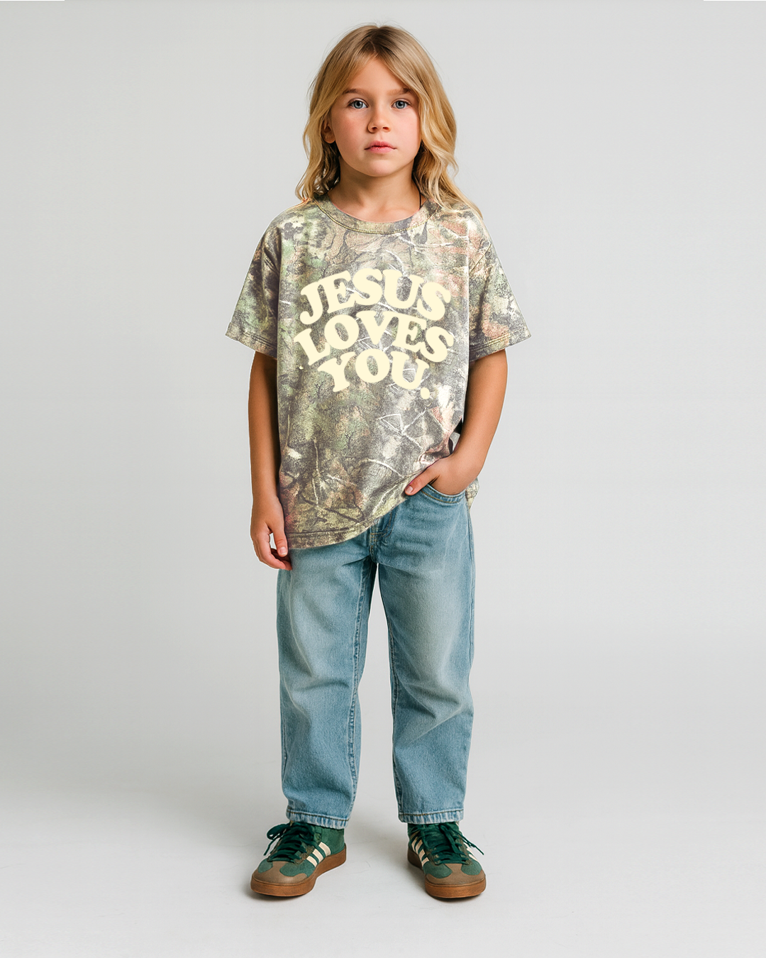 Youth Jesus Loves You Camo Tee