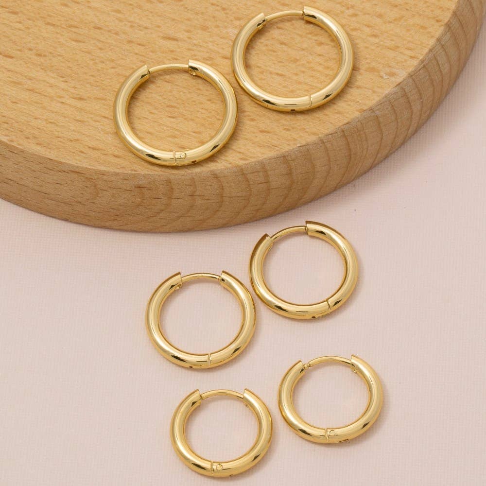 Stainless Steel Tube Hoop Earrings Set