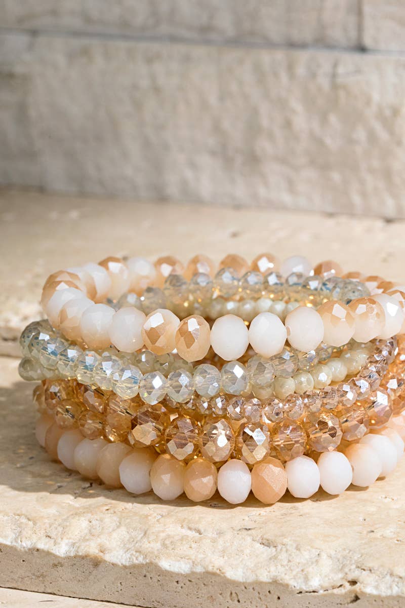 Shimmer Glass Beaded Stretch Bracelet Set