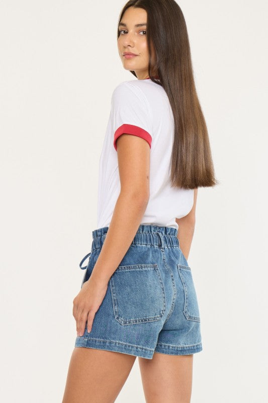 Paper Bag Denim Shorts by KanCan