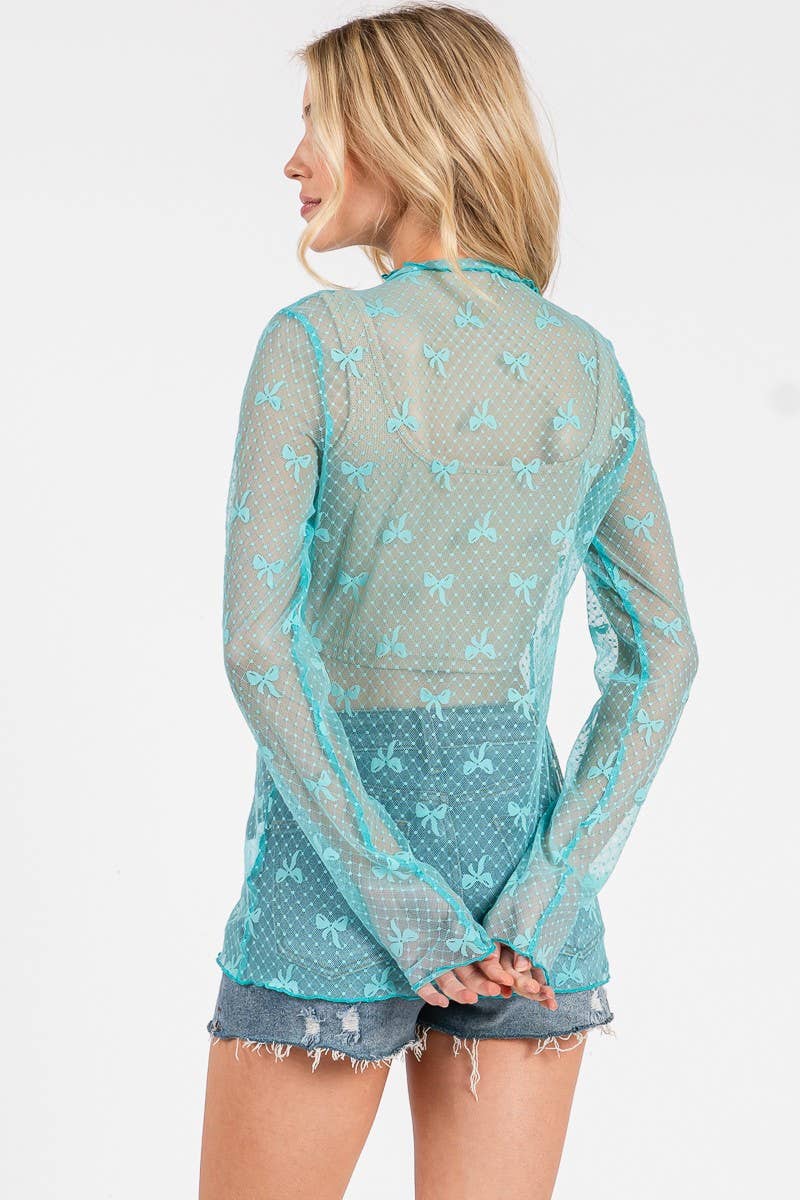 Sweet Stitch Bow Lace Top