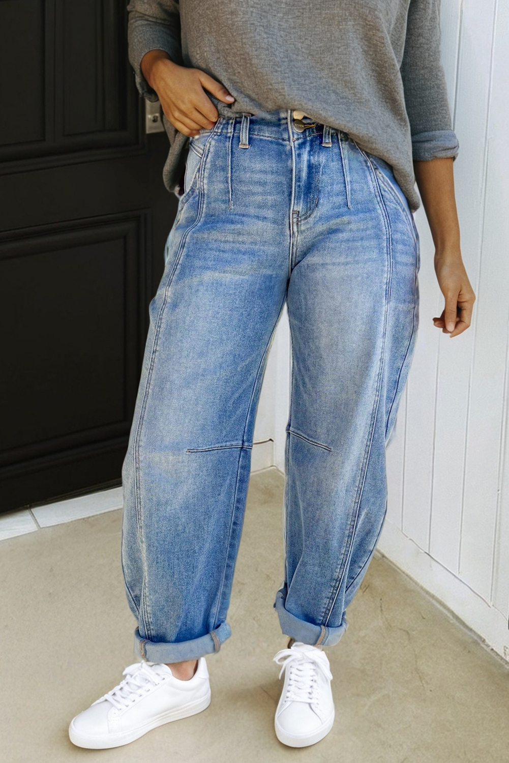 Multi Seam Barrel Jeans