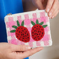 Seed Beaded Double Strawberry Coin Purse