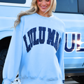 Blue Polk a Dot Camo Lulu Mac Embroidered Sweatshirt