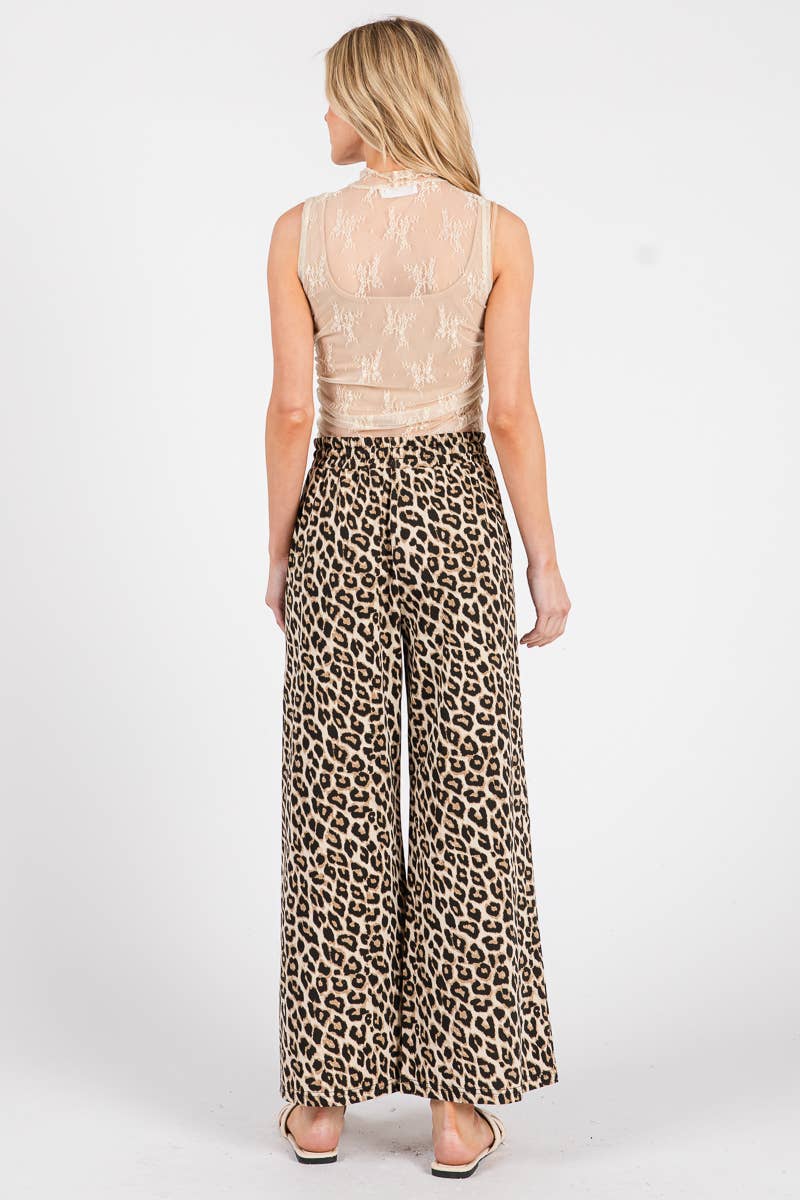 Leopard wide leg pants