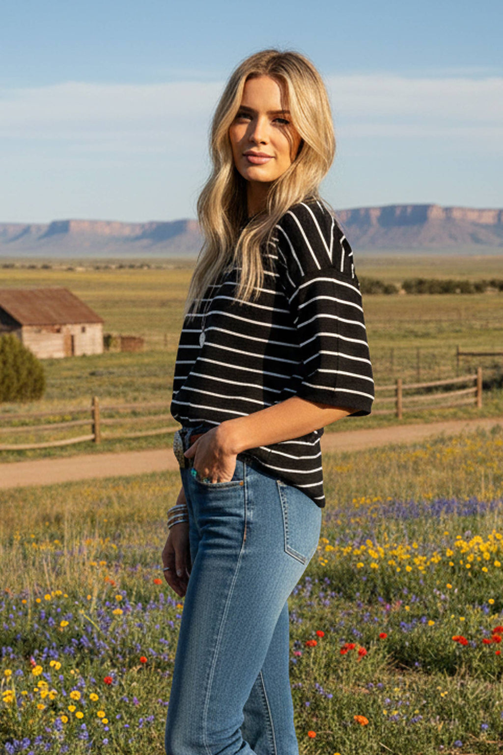 Freedom Stripe Relaxed Tee