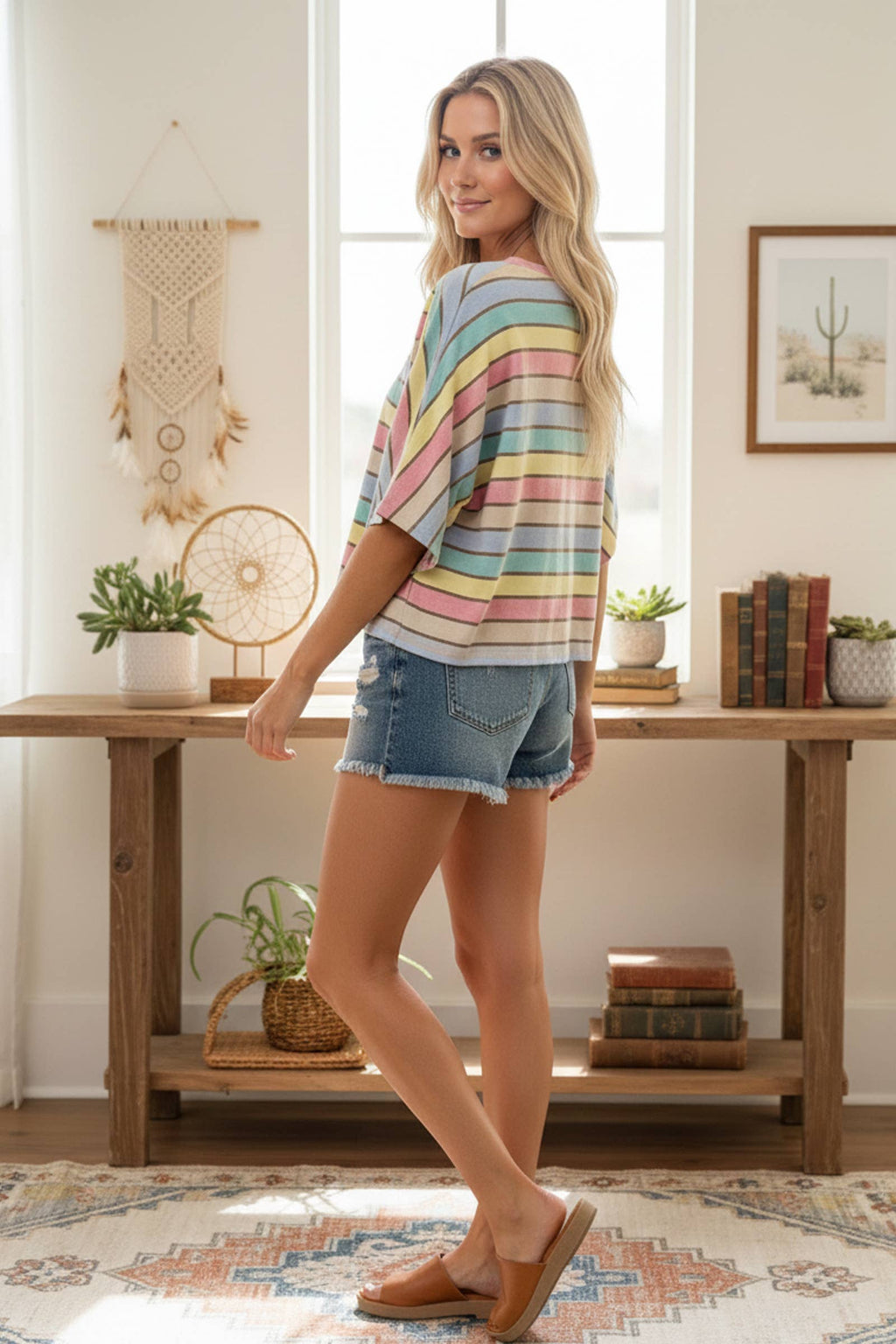 Sunset Stripe Mineral Washed Top