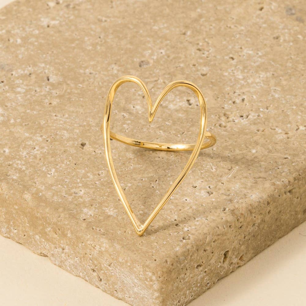 Modern Heart Outline Ring