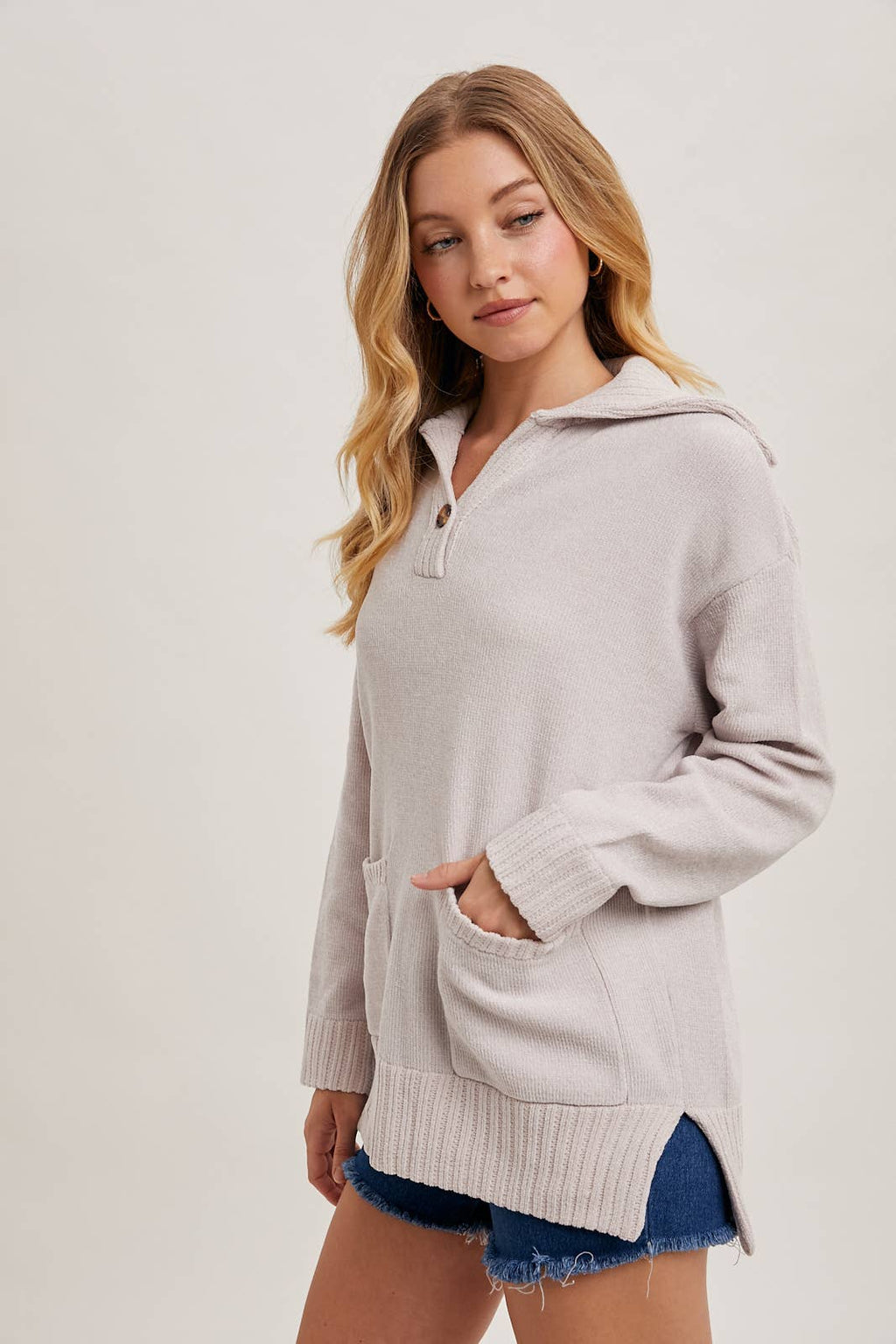 The Cozy Button Collar Knit Pullover
