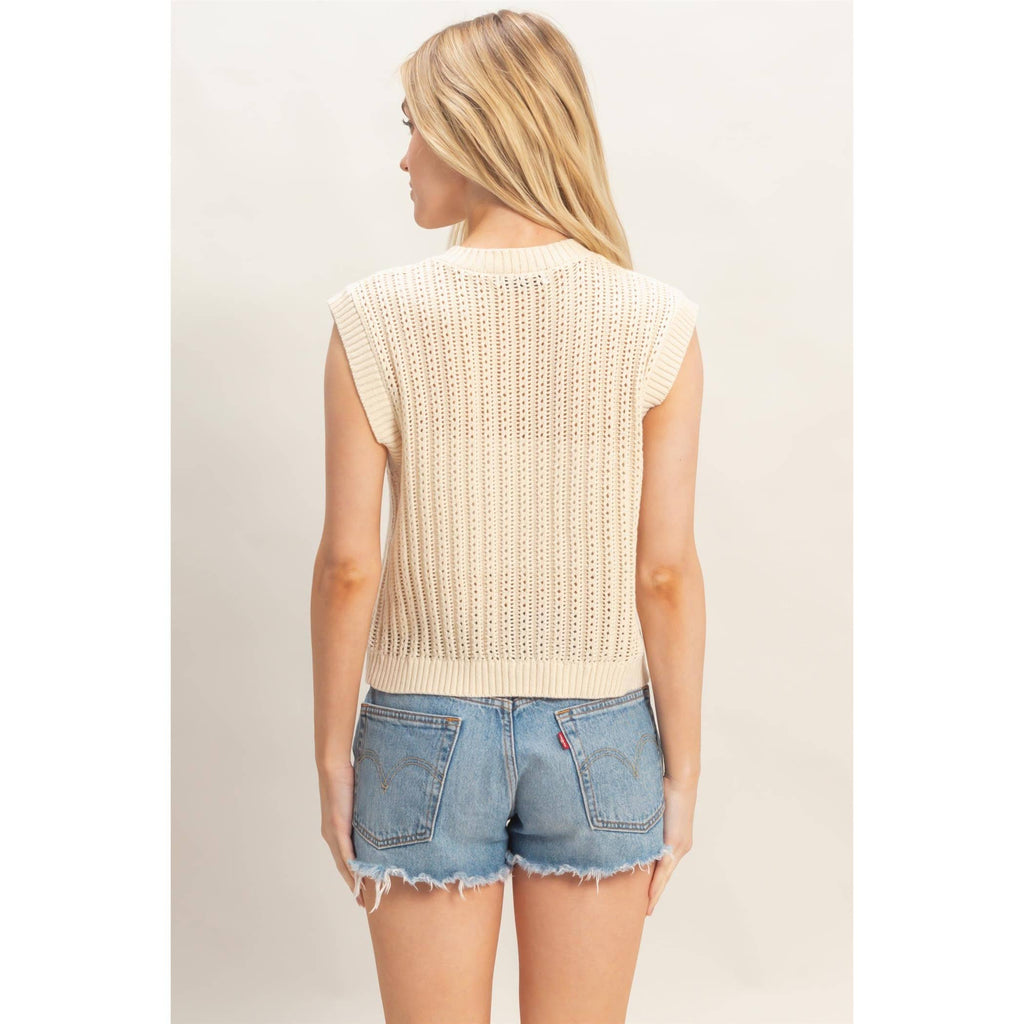 Easy Layer Ribbed Button Tank