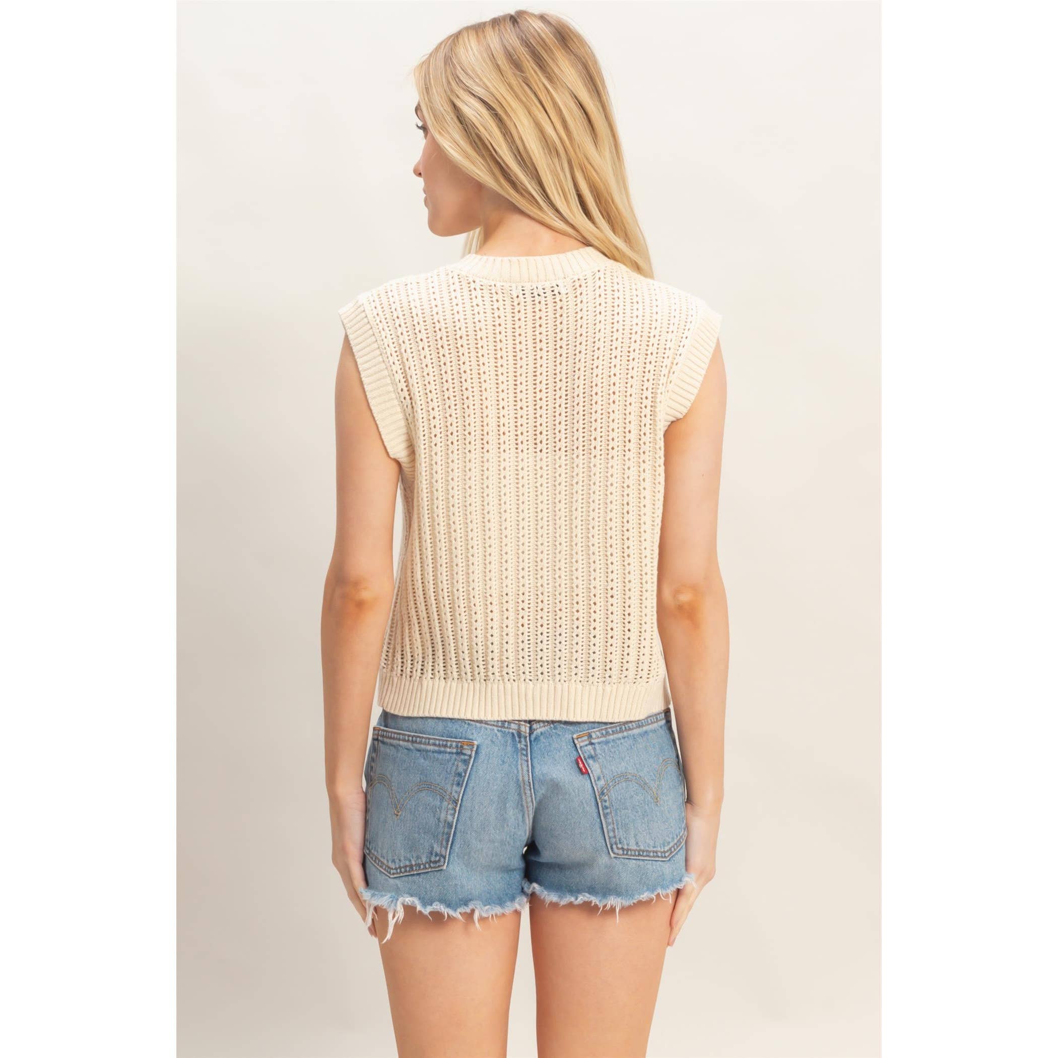 Easy Layer Ribbed Button Tank