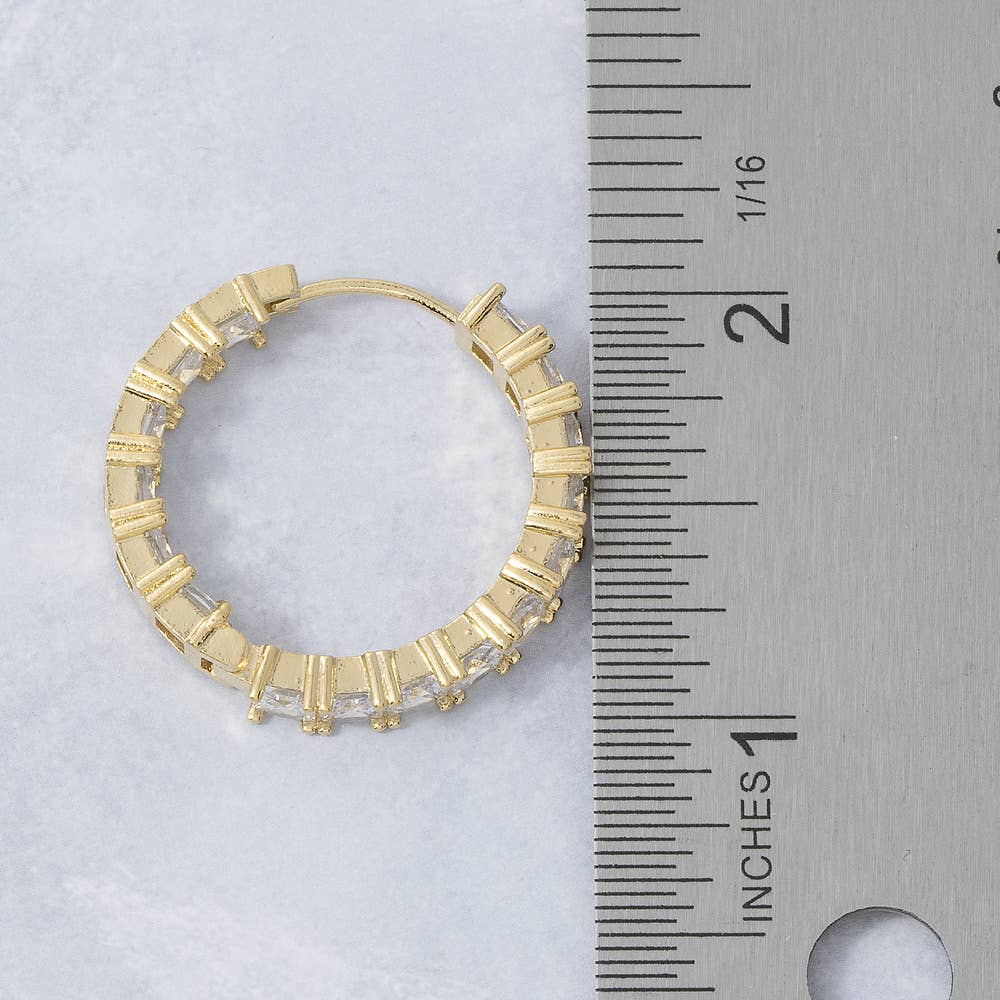 Pave Square Face Hoop Earrings