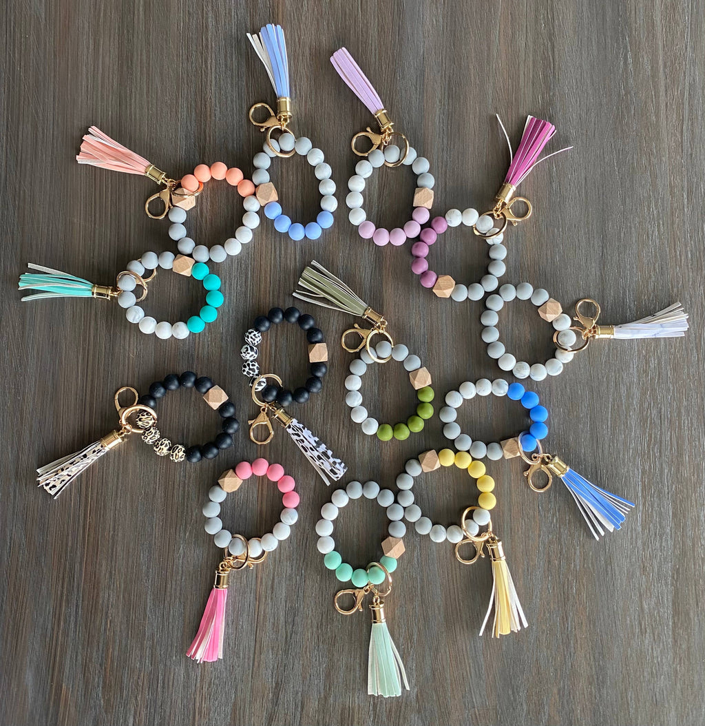 Silicone Beaded Keychain Wristlet