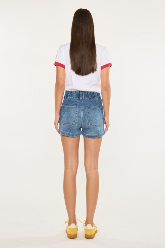 Paper Bag Denim Shorts by KanCan