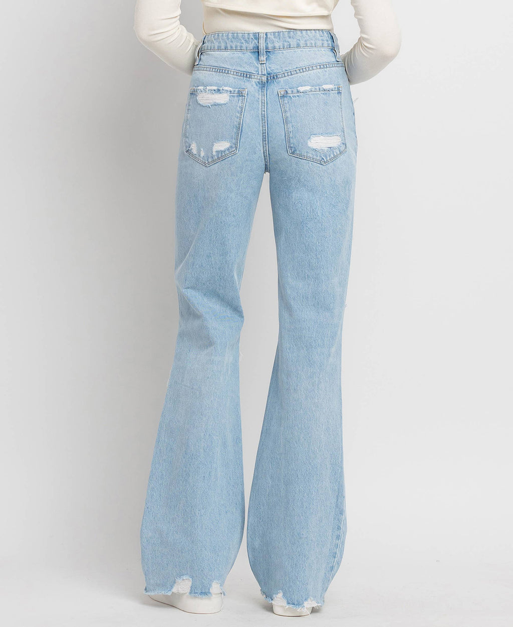 Throwback Distressed Flare Jeans by Flying Monkey