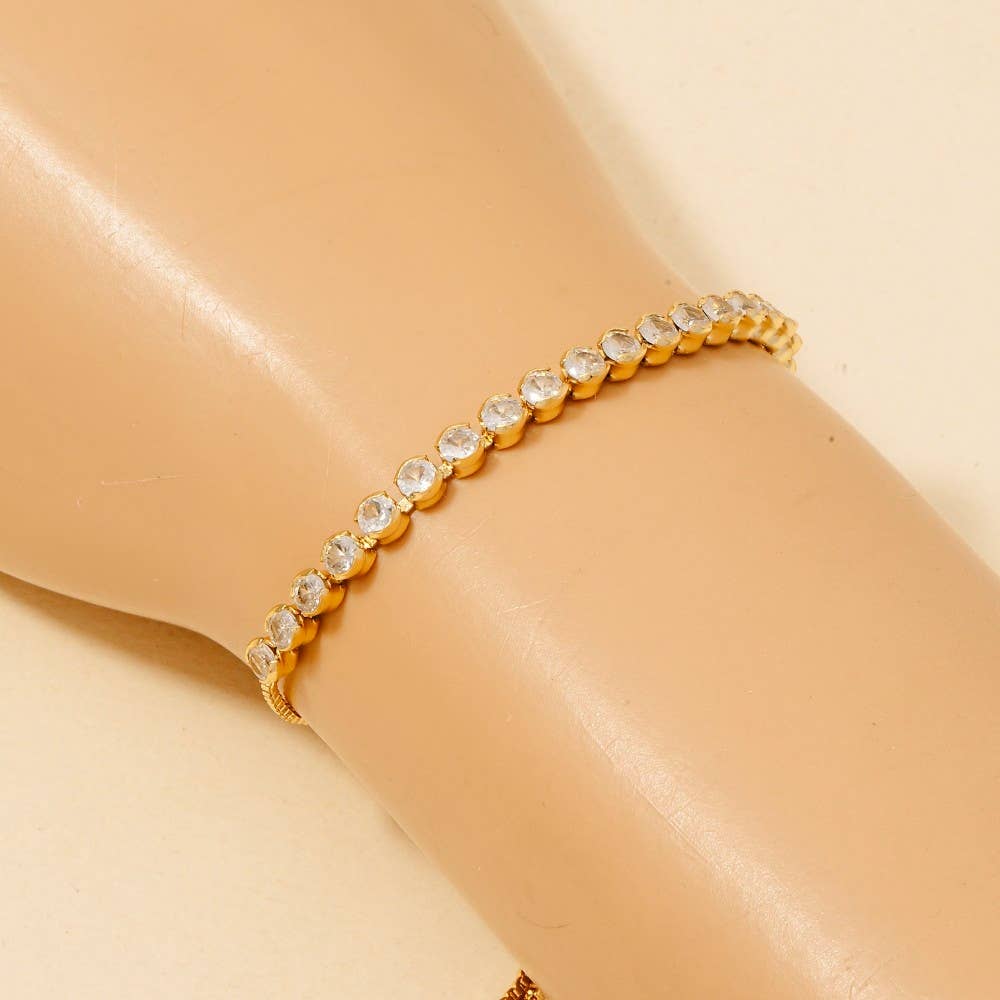 Circle Glass Gems Tennis Chain B...