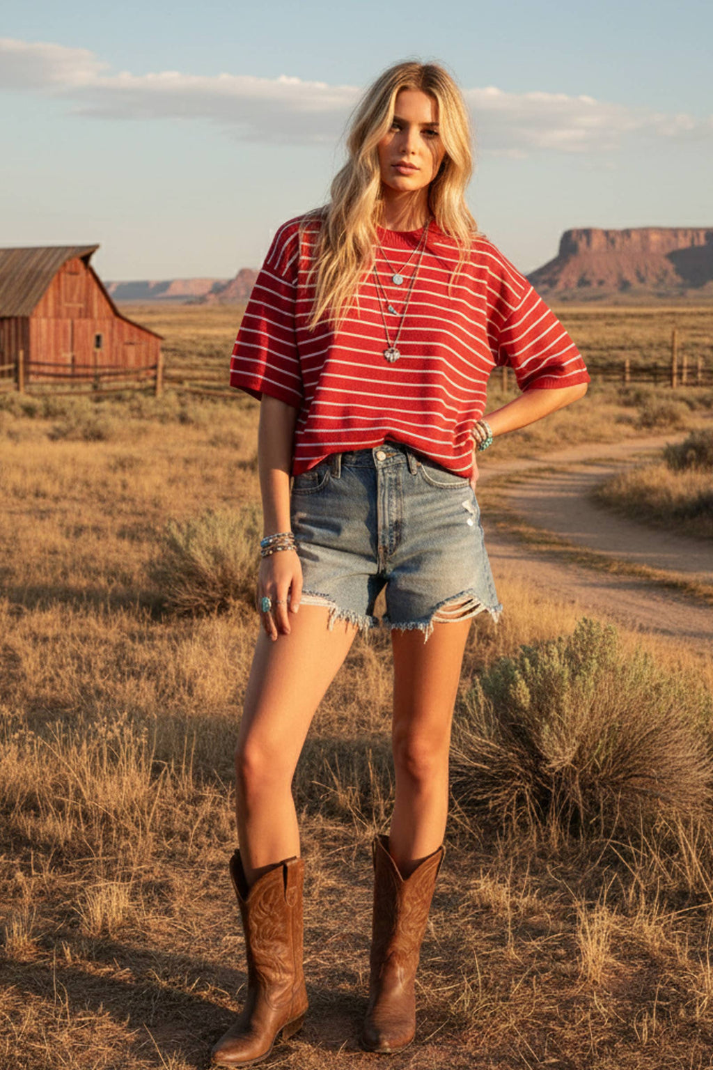 Freedom Stripe Relaxed Tee