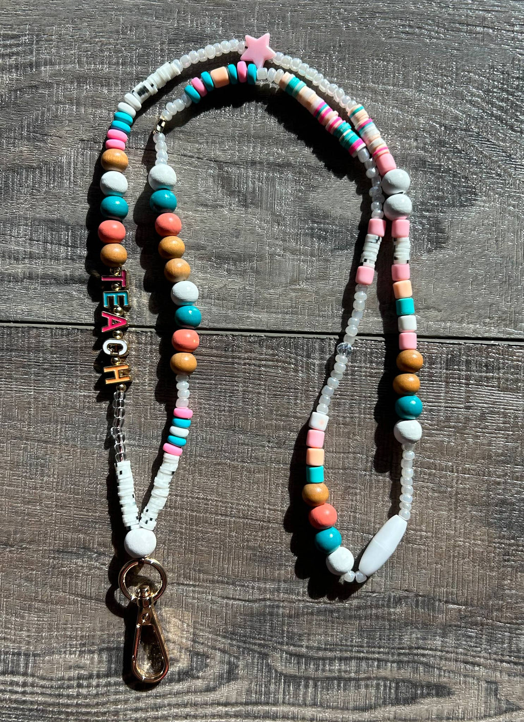 TEACH Beaded Lanyard with Breakaway Clasp