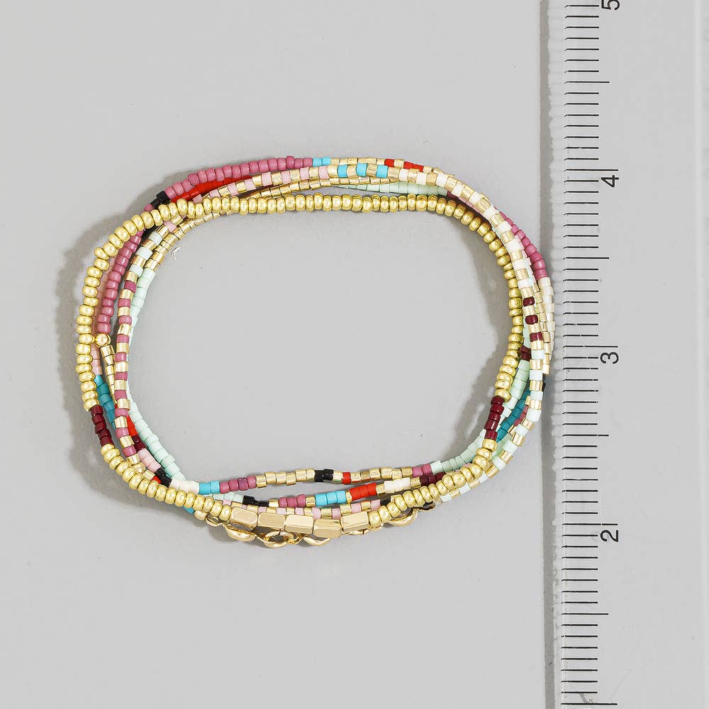 Multicolor Seed Bead Bracelet Layering Set