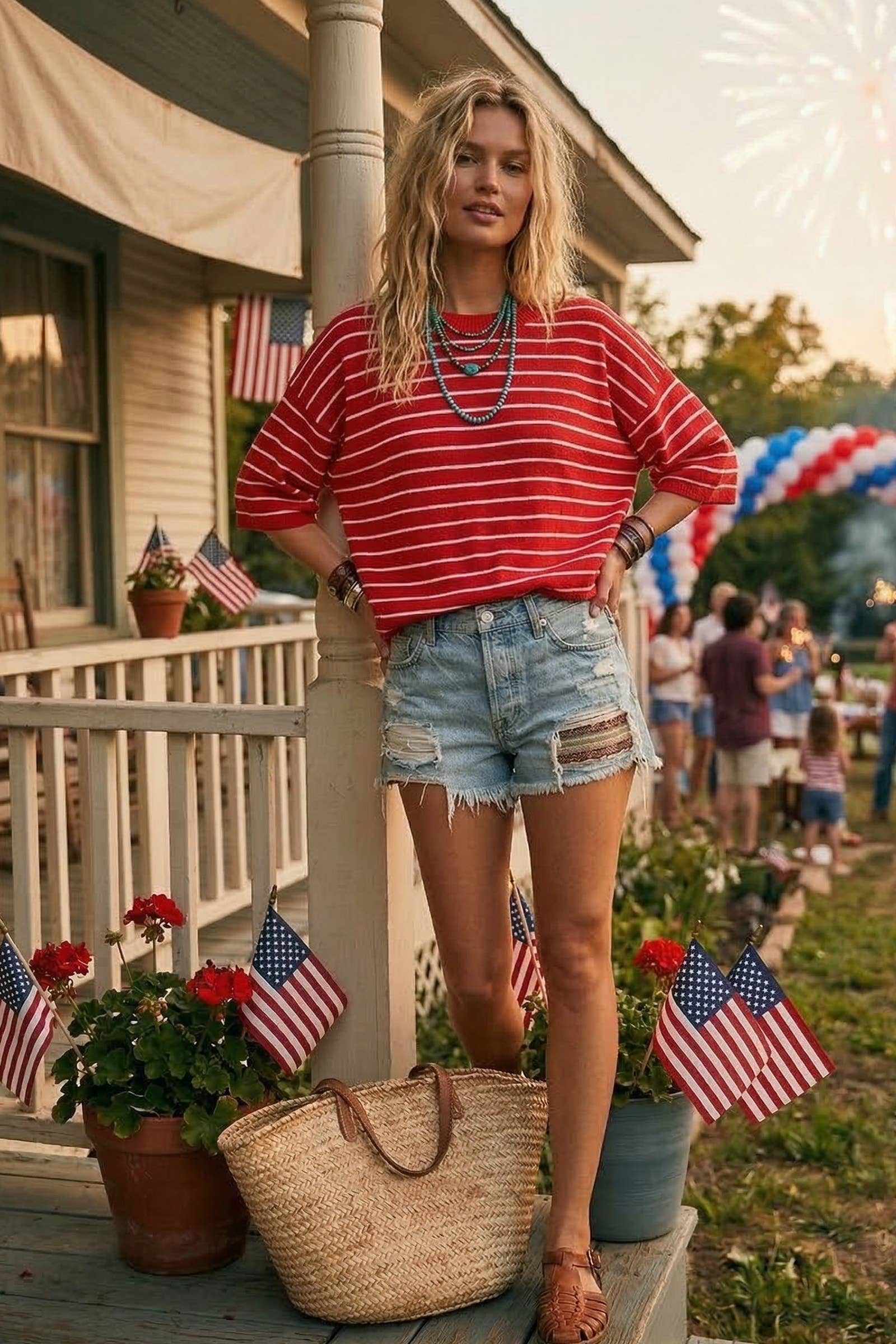 Freedom Stripe Relaxed Tee