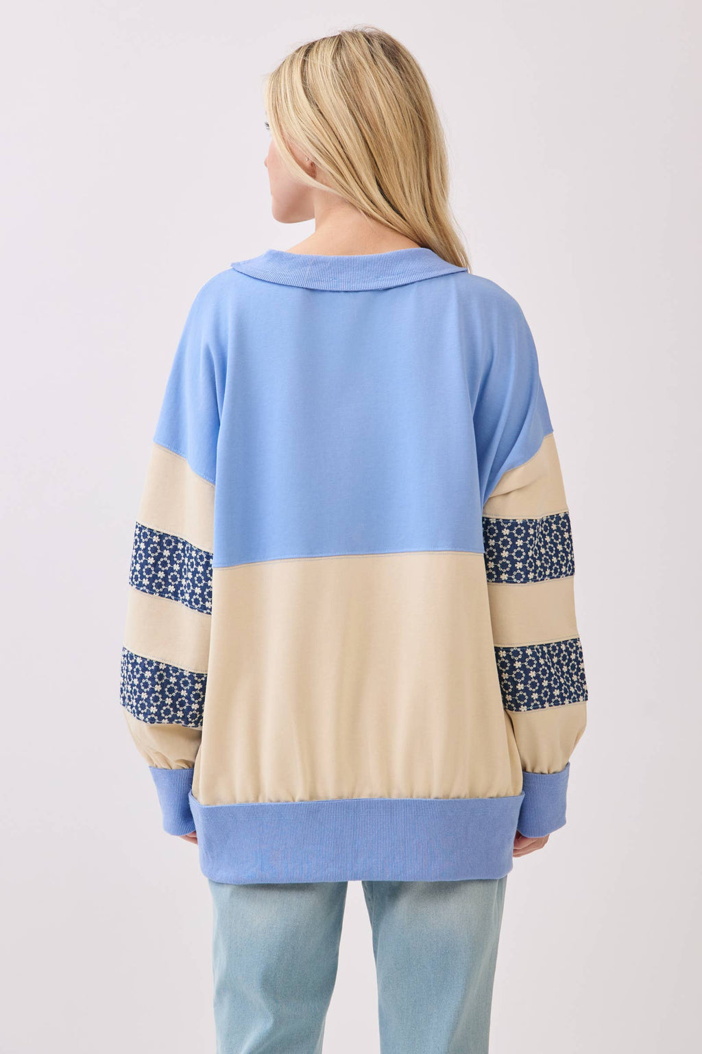 Retro Patchwork Terry Sweatshirt