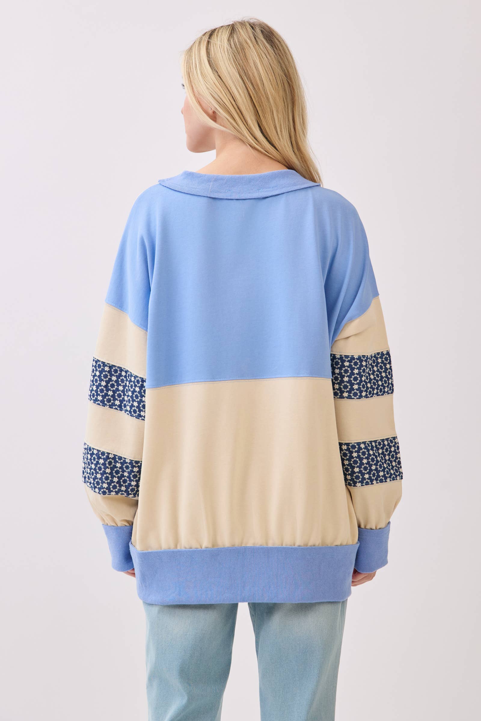 Retro Patchwork Terry Sweatshirt