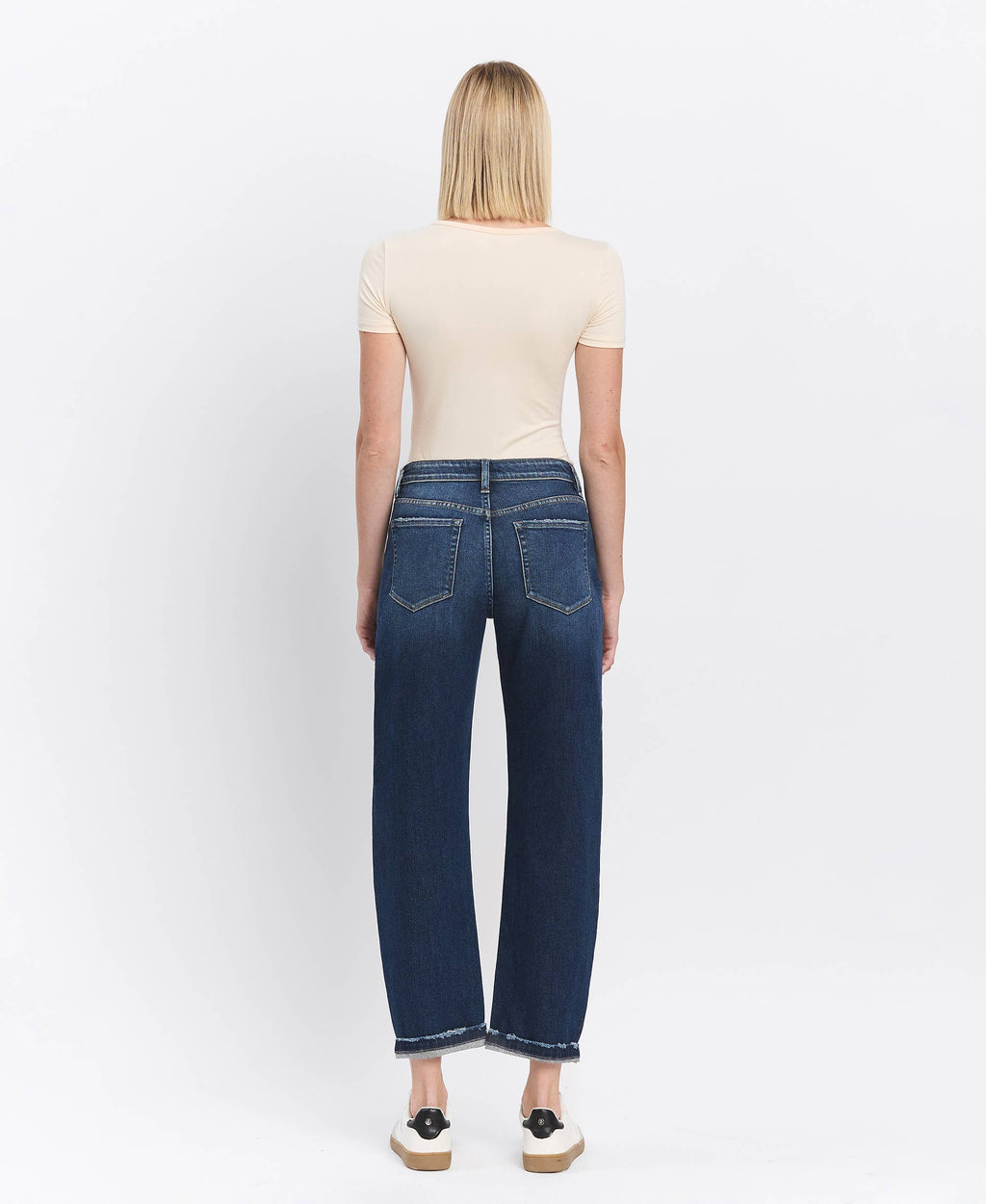 High Rise Cuffed Barrel Jeans by Flying Monkey