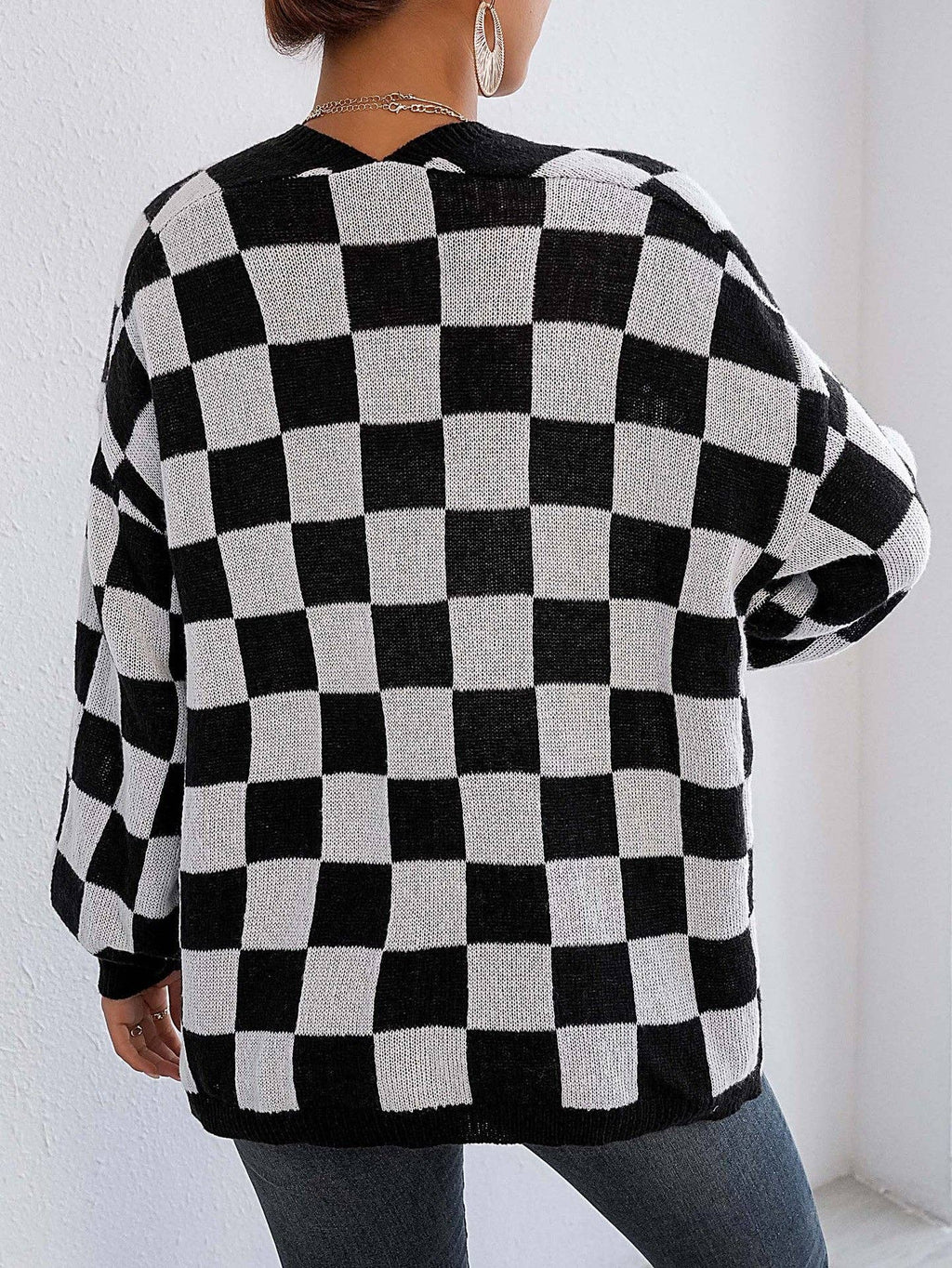 Black & White Plaid Cardigan