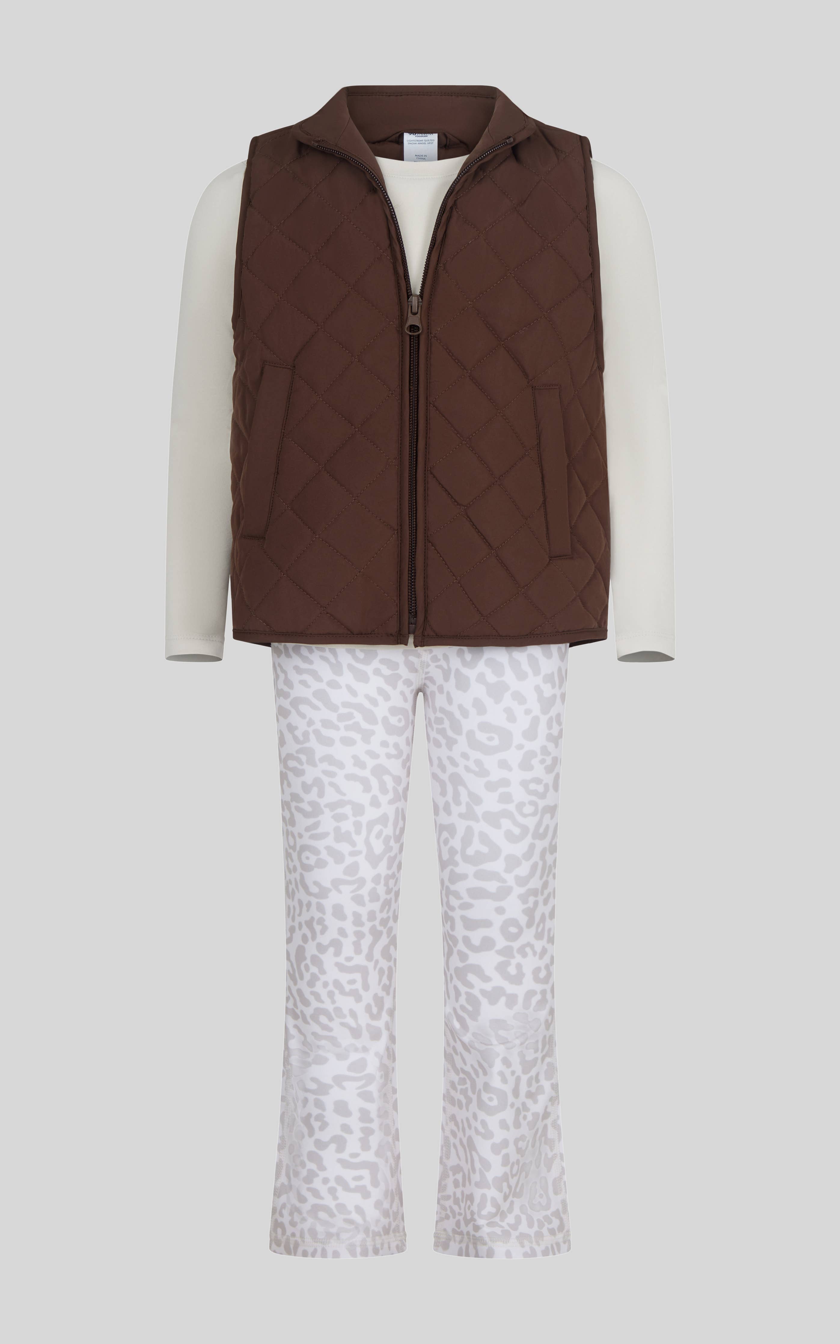 Little Girls Puffy Vest and leggings 3-Piece Set