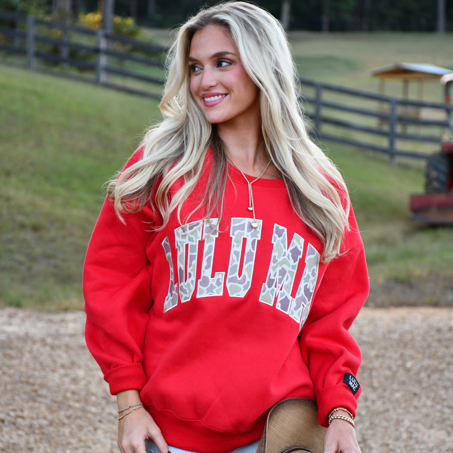 Red Camo Lulu Mac Embroidered Sweatshirt