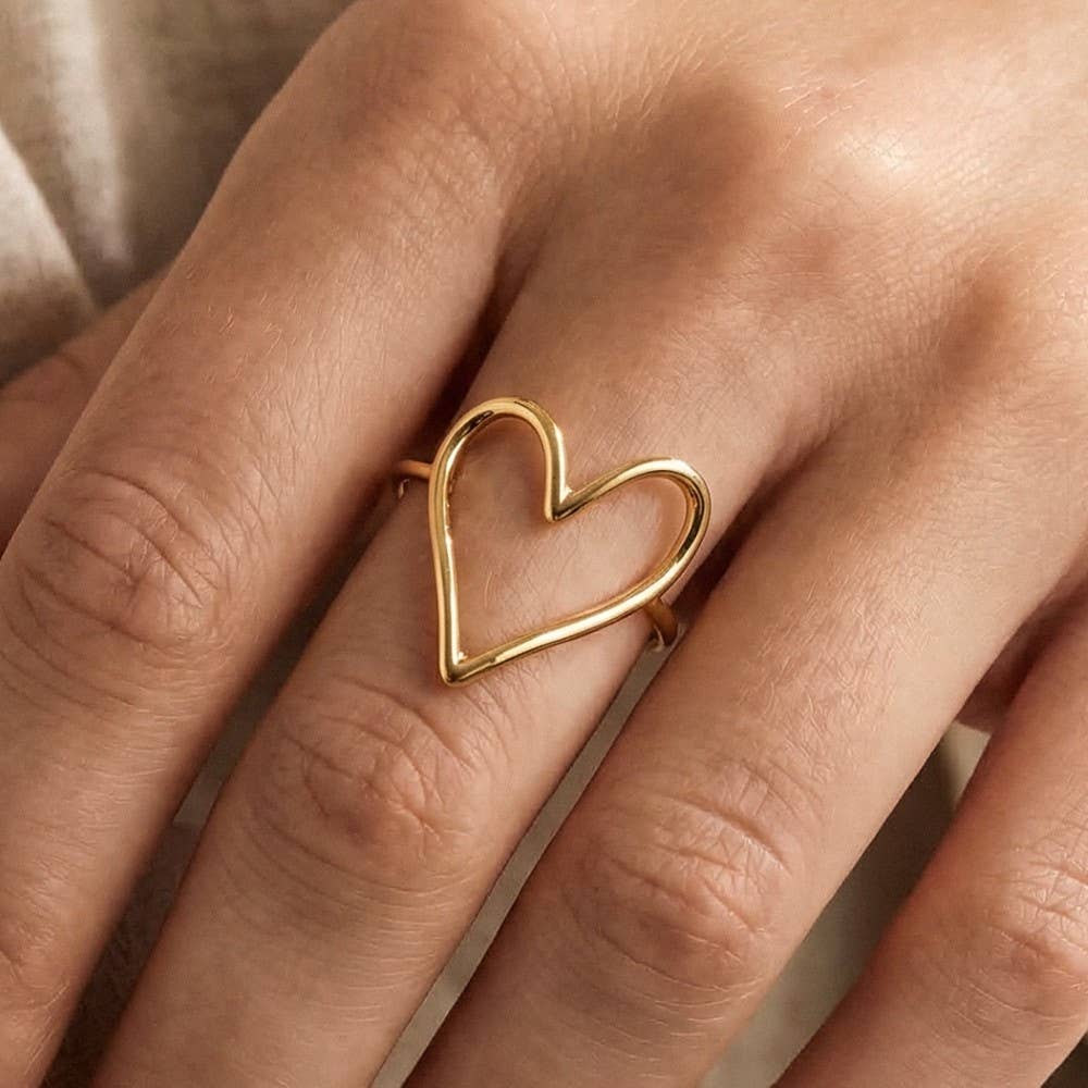 Heart Outline Band Ring - Smaller