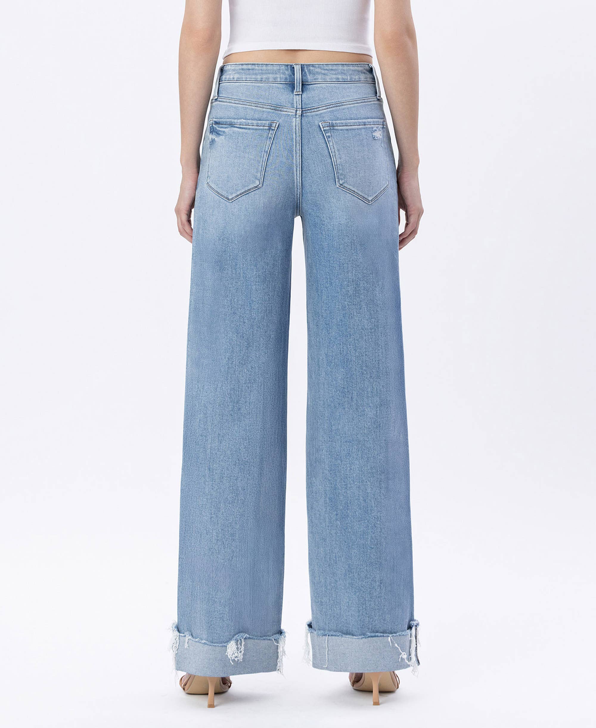 Skyline Super High Rise Cuffed Wide Leg Jeans