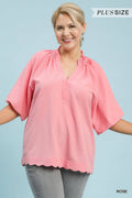 Plus Scalloped Hem Textured Blouse